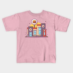 Modern Burger Shop Cartoon Kids T-Shirt